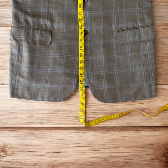 Isaia Sand & Sky Blue CASHSILK Sport Coat Blue Windowpane - 52 (42US) 8R -Italy - Picture 12 of 13